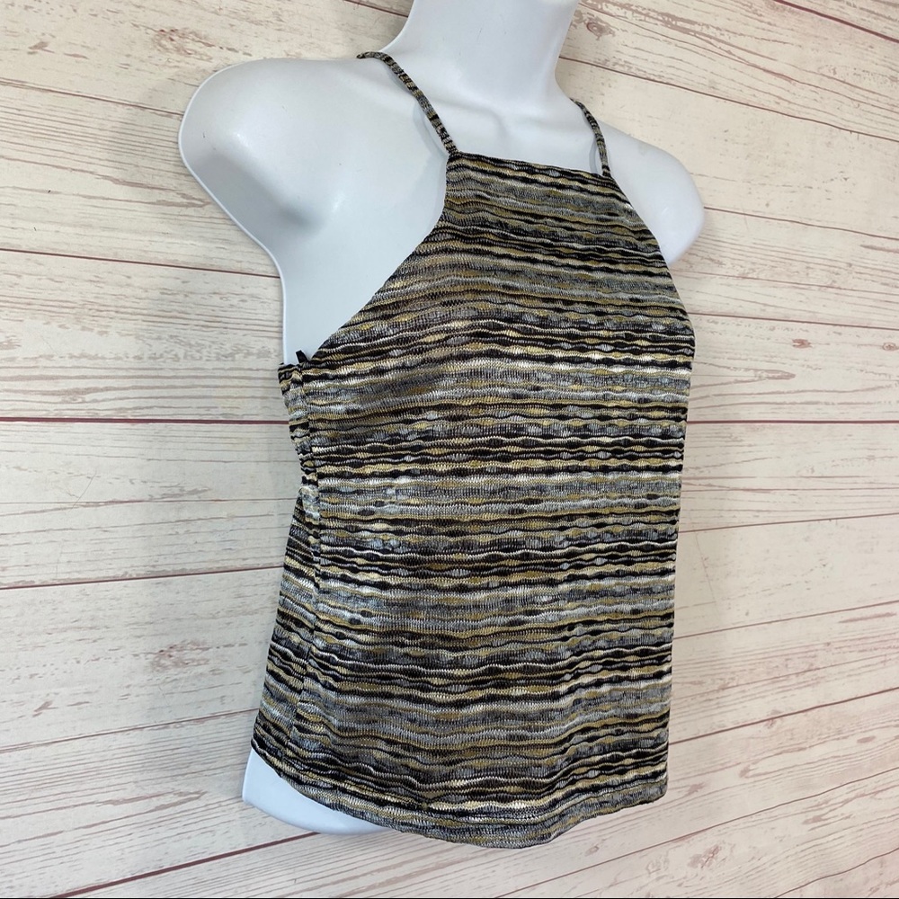 Bar III Sexy Halter Neck Dusty Olive Crop Tank Top - Picture 5 of 7